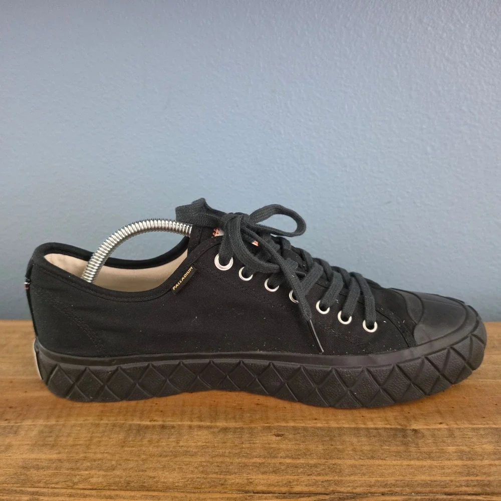 Palladium Mens Palla Ace Lo Canvas Sneaker Black Yellow 77014-FP Size 9.5 - Picture 8 of 10